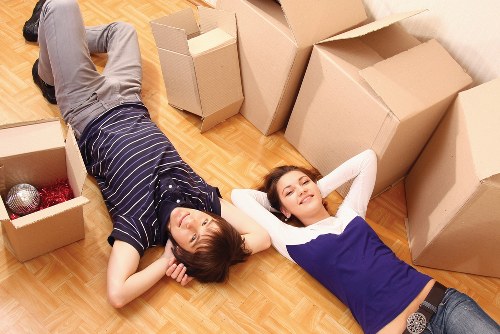 Packed student belongings ready for removal in Twickenham
